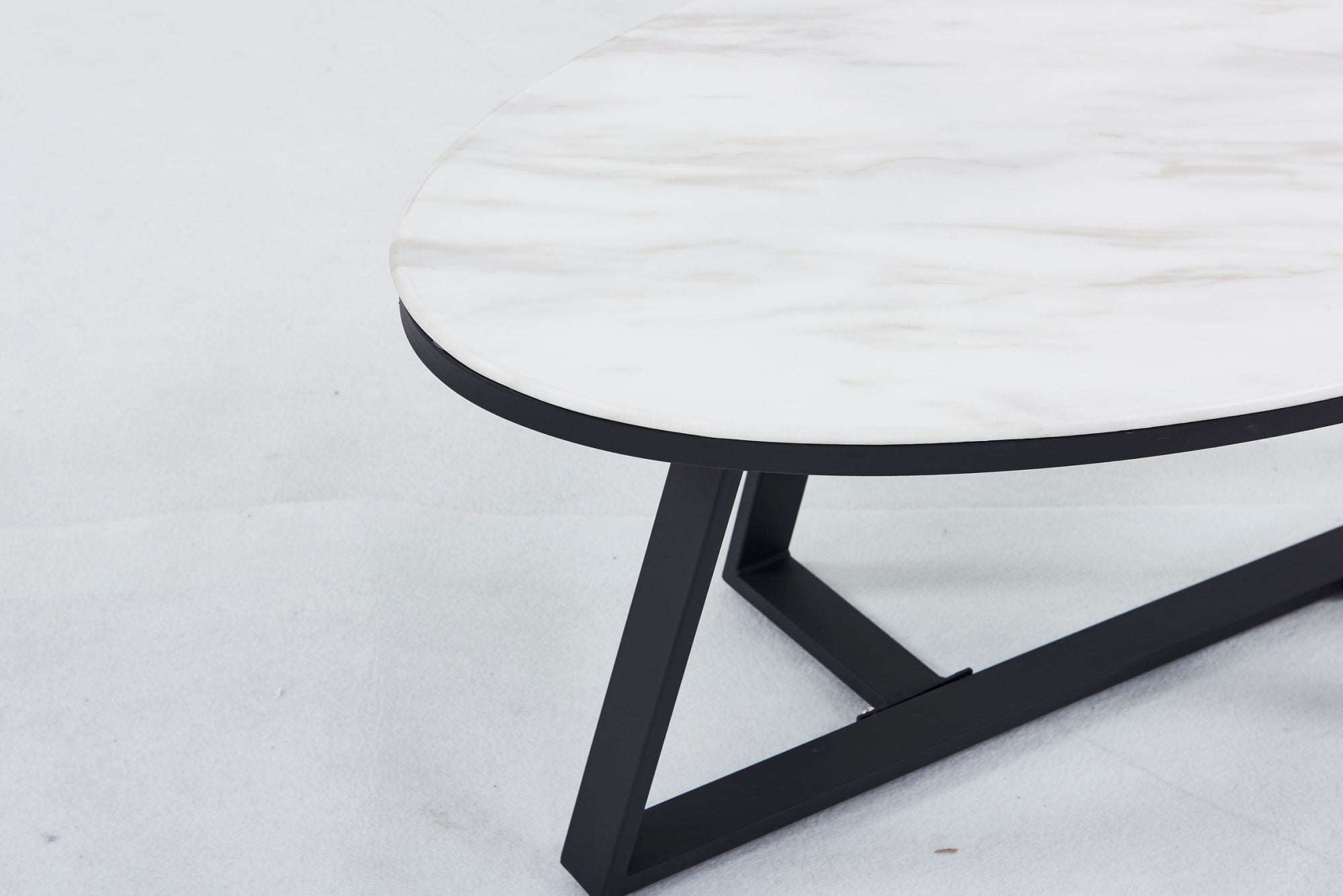 TABLE BASSE GAMMA METAL NOIR MARBRE BLANC 120x60x45 cm