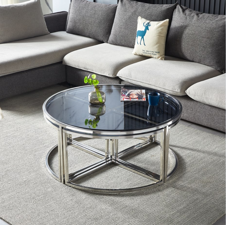 TABLE BASSE ELVE CHROME FUME 90x45 cm