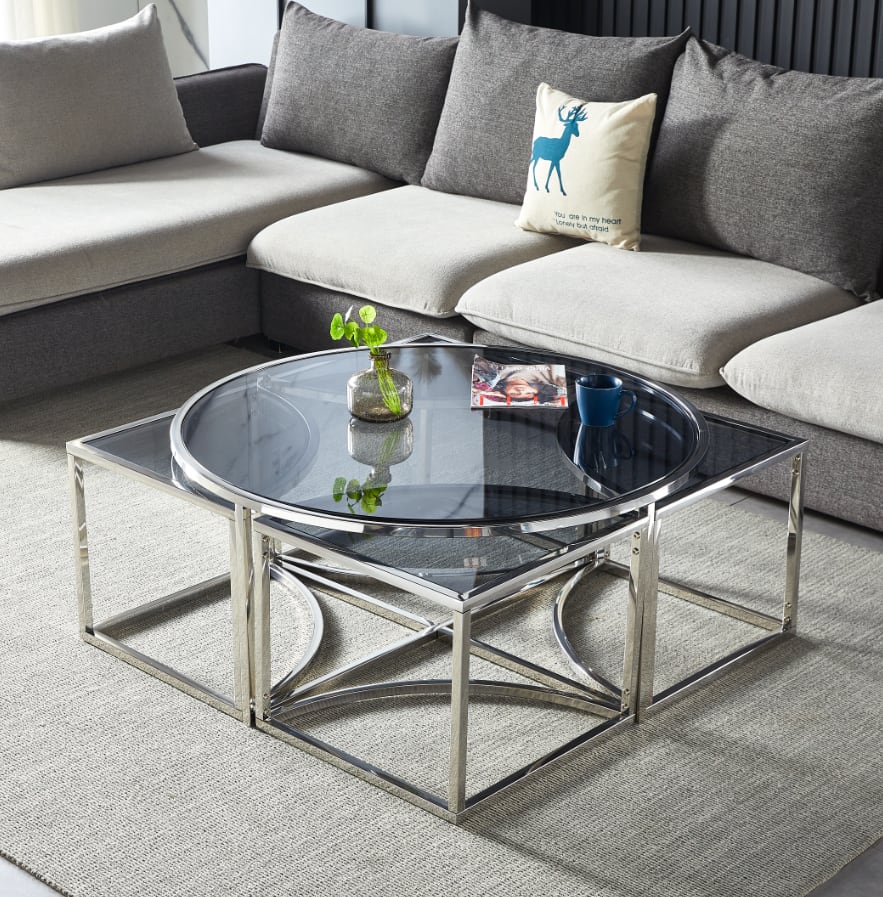 TABLE BASSE ELVE CHROME FUME 90x45 cm