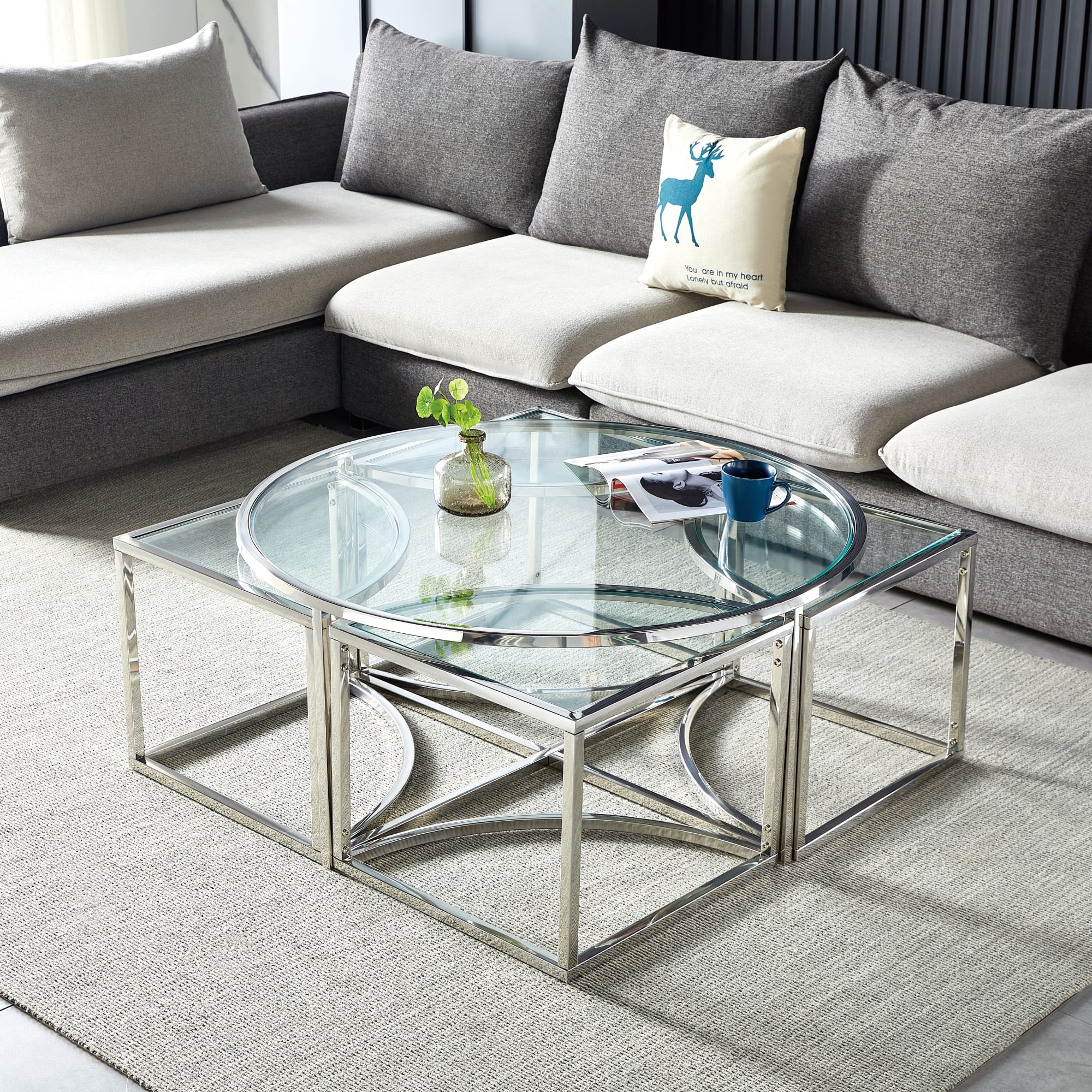 Table basse ELVE chrome Transparent 90x45 cm