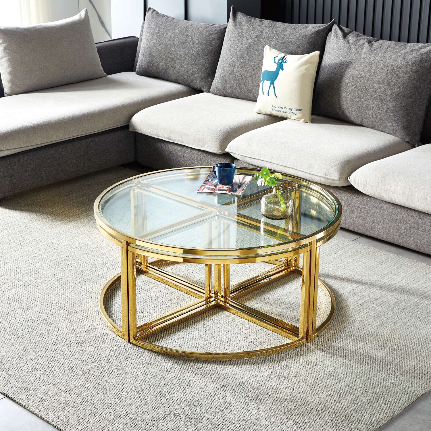 TABLE BASSE ELVE GOLD TRANSPARENT 90x45 cm
