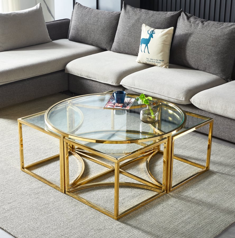 TABLE BASSE ELVE GOLD TRANSPARENT 90x45 cm