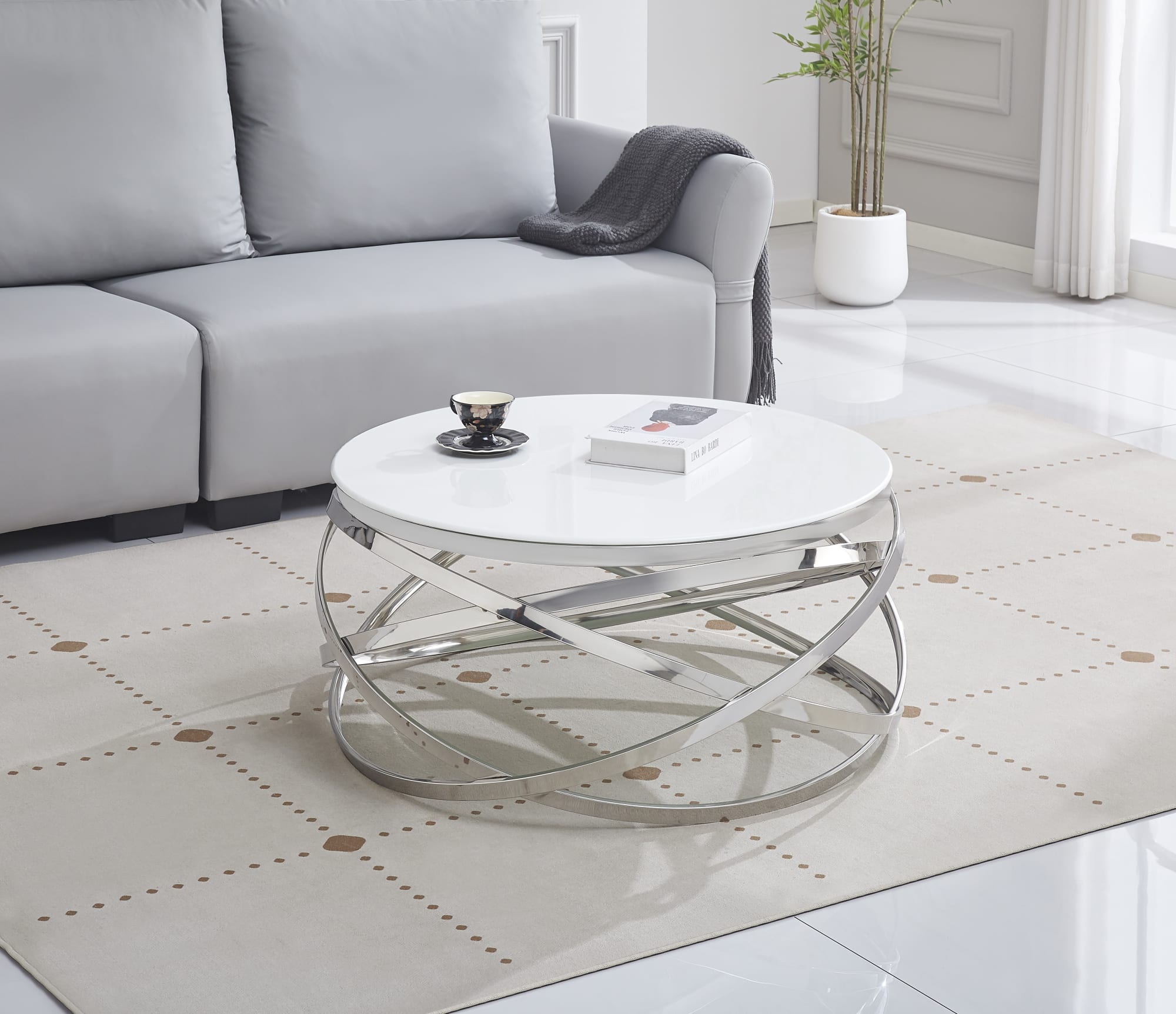 TABLE BASSE EVOL CHROME   80 cm