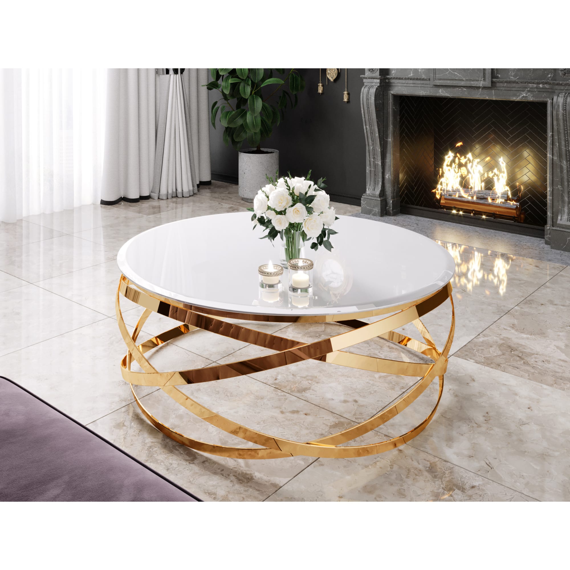 TABLE BASSE EVOL GOLD   100 cm