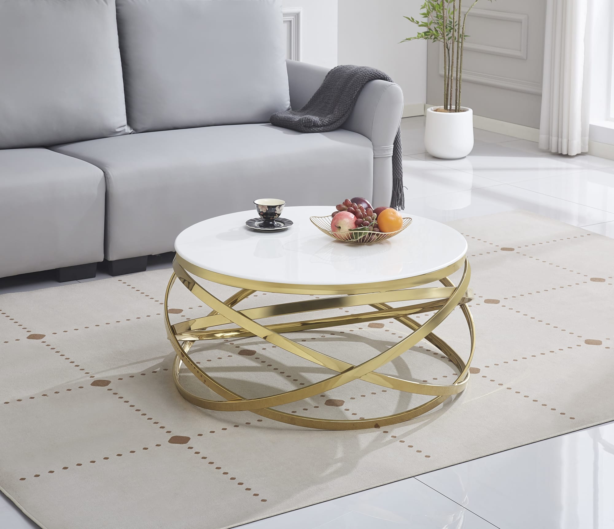 TABLE BASSE EVOL GOLD   80 cm