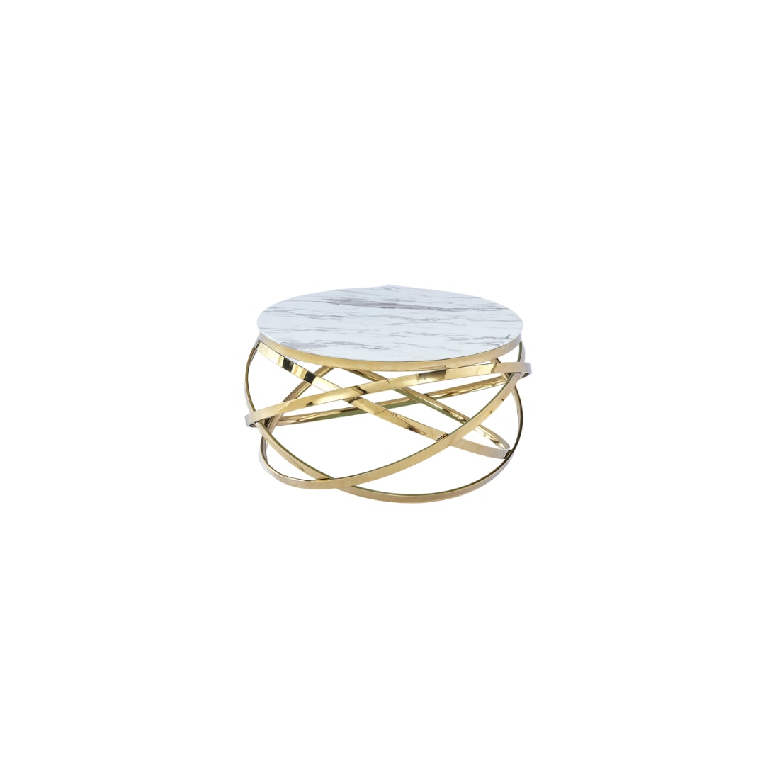 Table Basse EVOL structure Gold et plateau en verre D 60cm