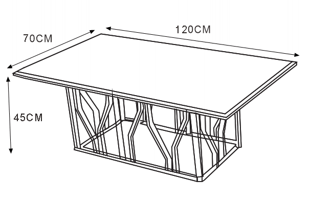 TABLE REPAS PORTOFINO GOLD MARBRE BLANC 180x90cm