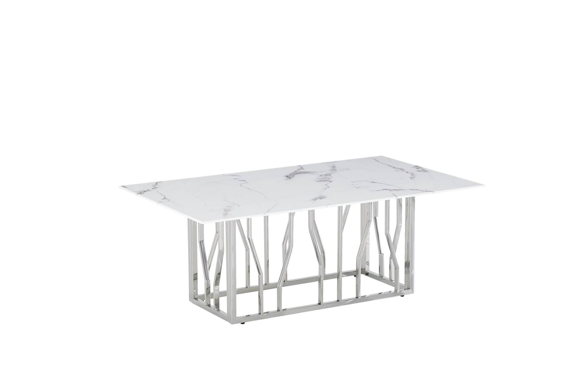 TABLE BASSE PORTOFINO CHROME MARBRE BLANC 120x70x45 cm