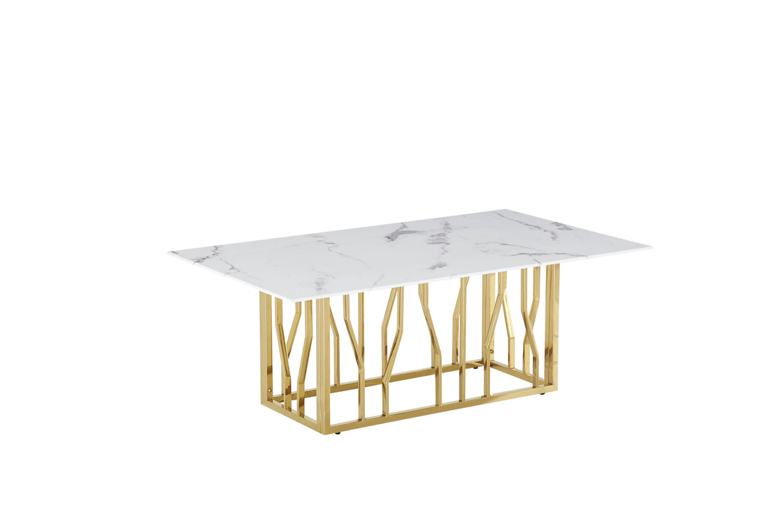 TABLE BASSE PORTOFINO GOLD MARBRE BLANC 120X70 cm