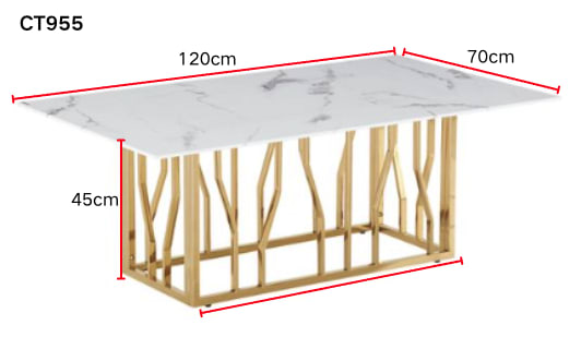 TABLE BASSE PORTOFINO GOLD MARBRE BLANC 120X70 cm