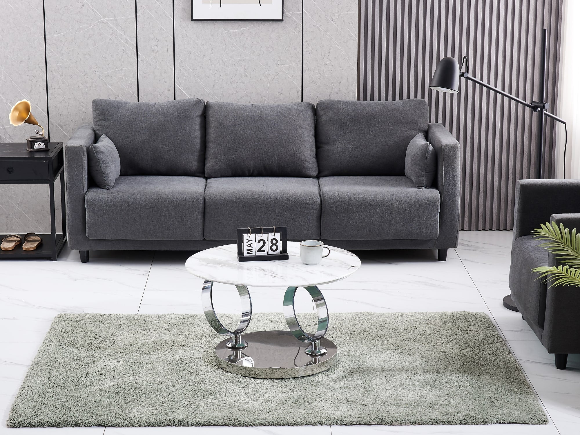 TABLE BASSE AUTOMAT MARBRE BLANC 70x45 cm