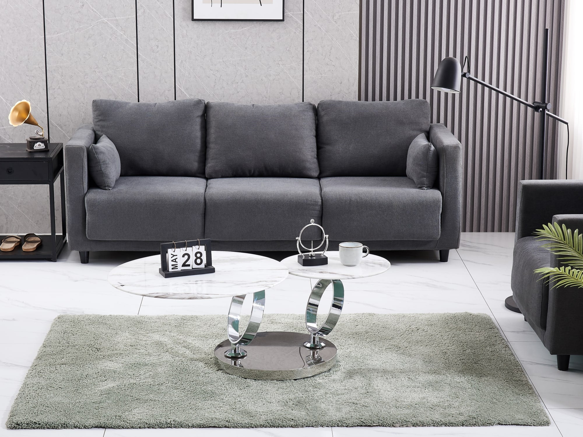 TABLE BASSE AUTOMAT MARBRE BLANC 70x45 cm