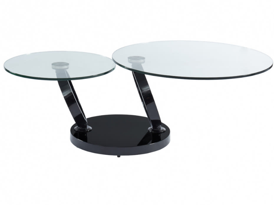 TABLE BASSE AUTOMAT ACIER NOIR TRANSPARENT 70x45 cm