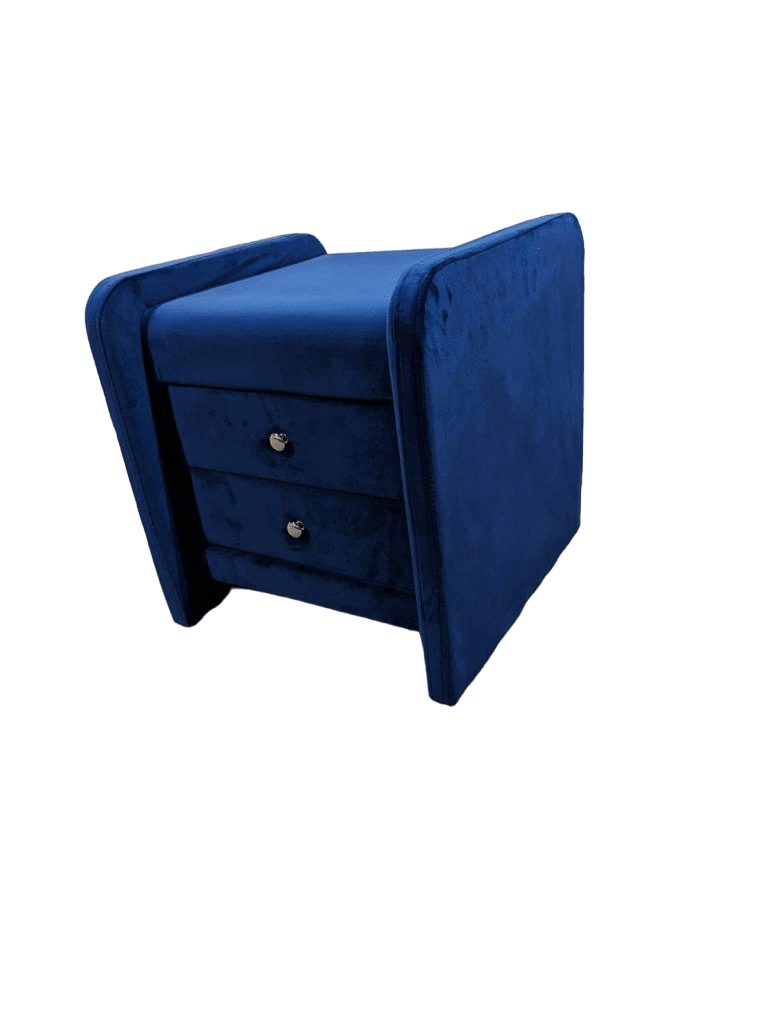 CHEVET EDGAR VELOURS BLEU 48X48X50cm