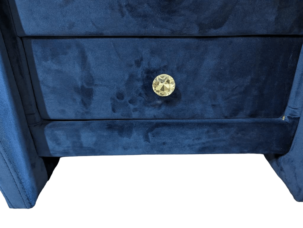 CHEVET EDGAR VELOURS BLEU 48X48X50cm