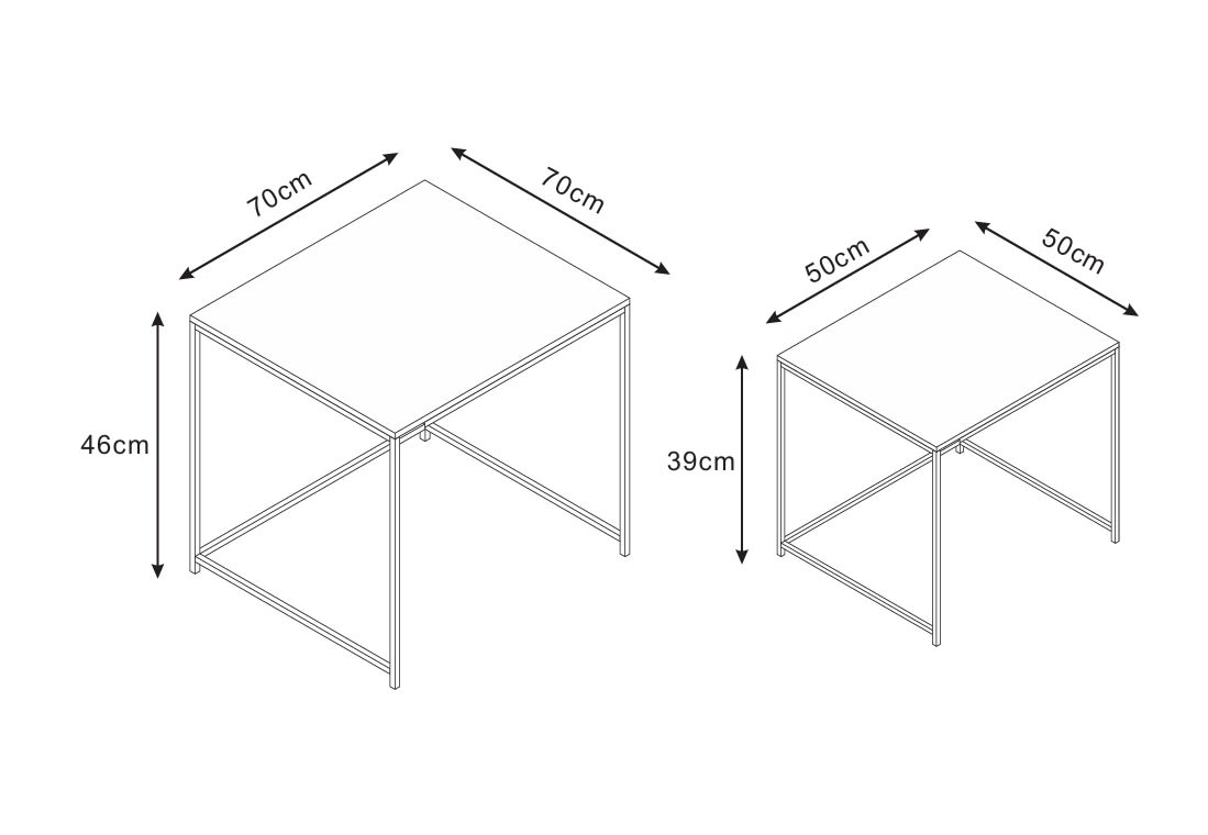 Table basse gigogne BELGRADE métal noir plateau en bois