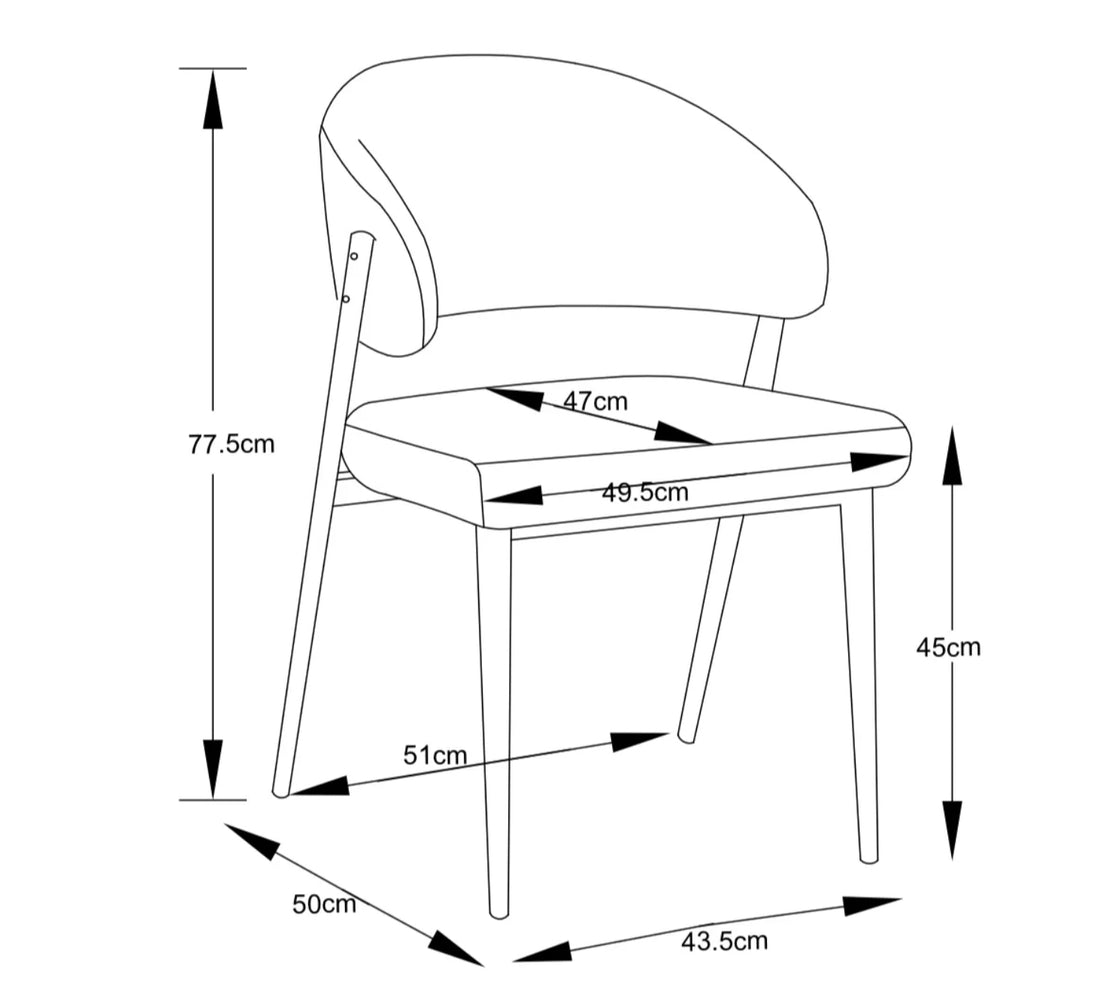CHAISE ERM-LAMIA PIEDS METAL NOIR VELOURS ANTHRACITE