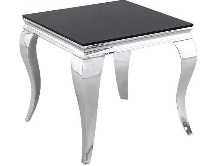 GUERIDON BAROQUE CHROME NOIR 50x50 cm