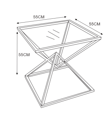 GUERIDON PYRAMIDE GOLD TRANSPARENT 55x55x55 cm