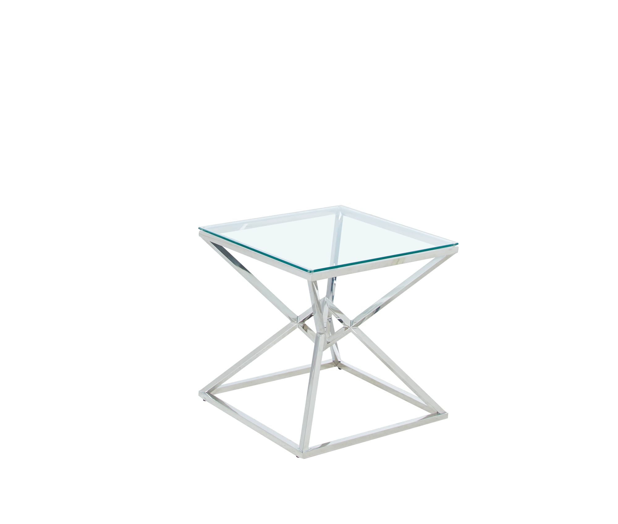 GUERIDON PYRAMIDE CHROME TRANSPARENT 55x55x55 cm