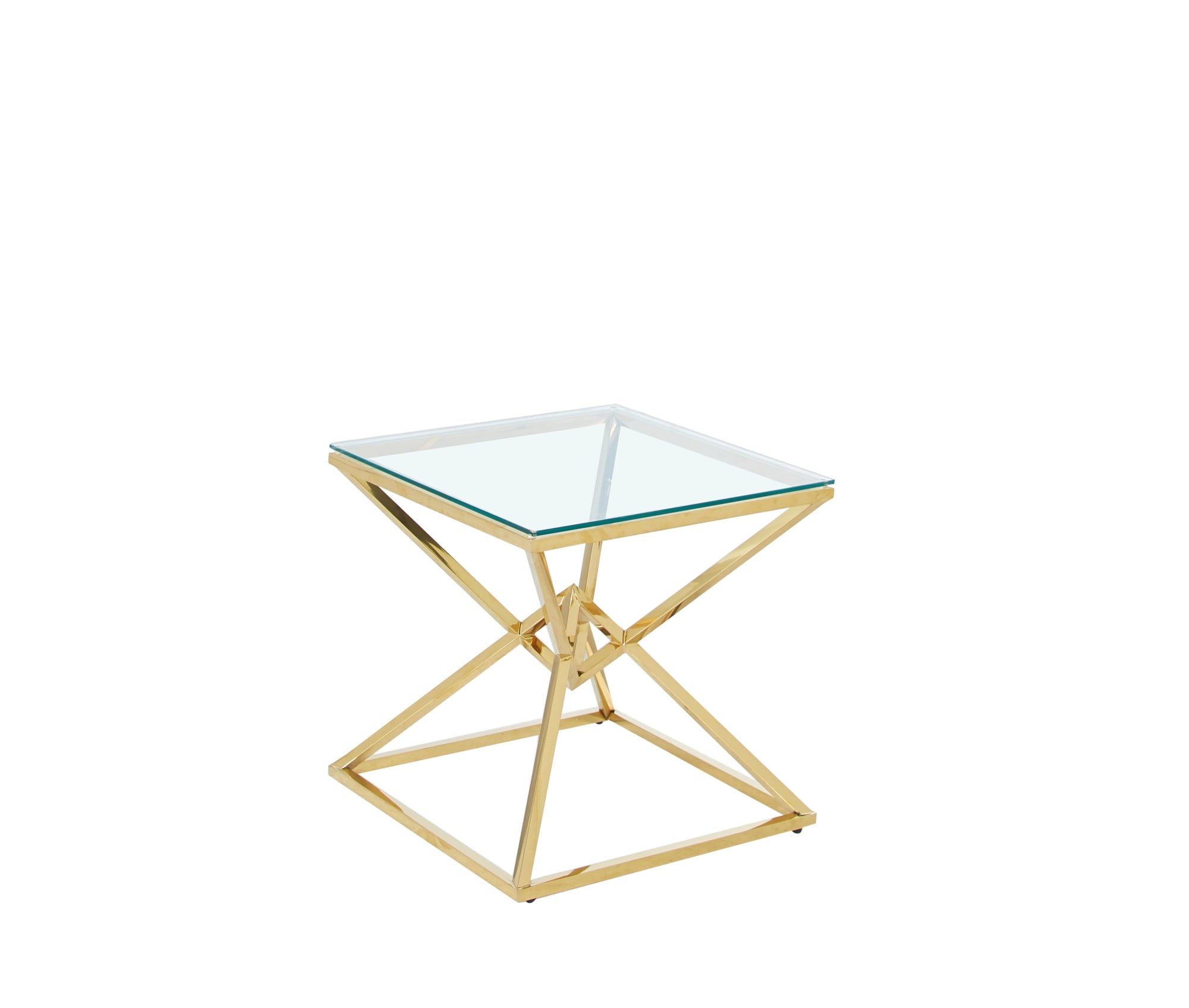 GUERIDON PYRAMIDE GOLD TRANSPARENT 55x55x55 cm