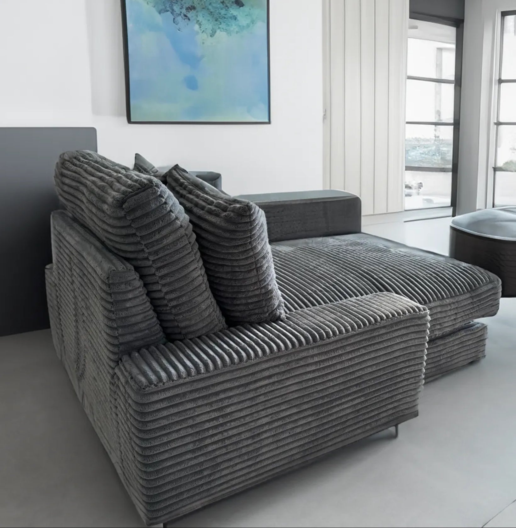 Canapé ERM-Celia en tissu côtelé anthracite