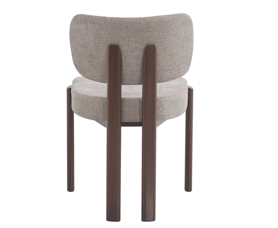 CHAISE ERM-BAGUETTE PIED EFFET NOYER TISSUS SERGE CHENILLE MOKA