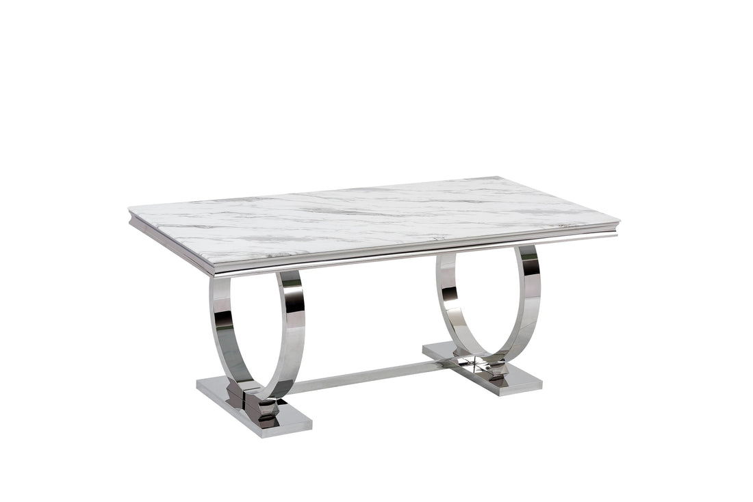 Table à manger 6 à 8 personnes OMEGA Chrome verre 180x90 cm
