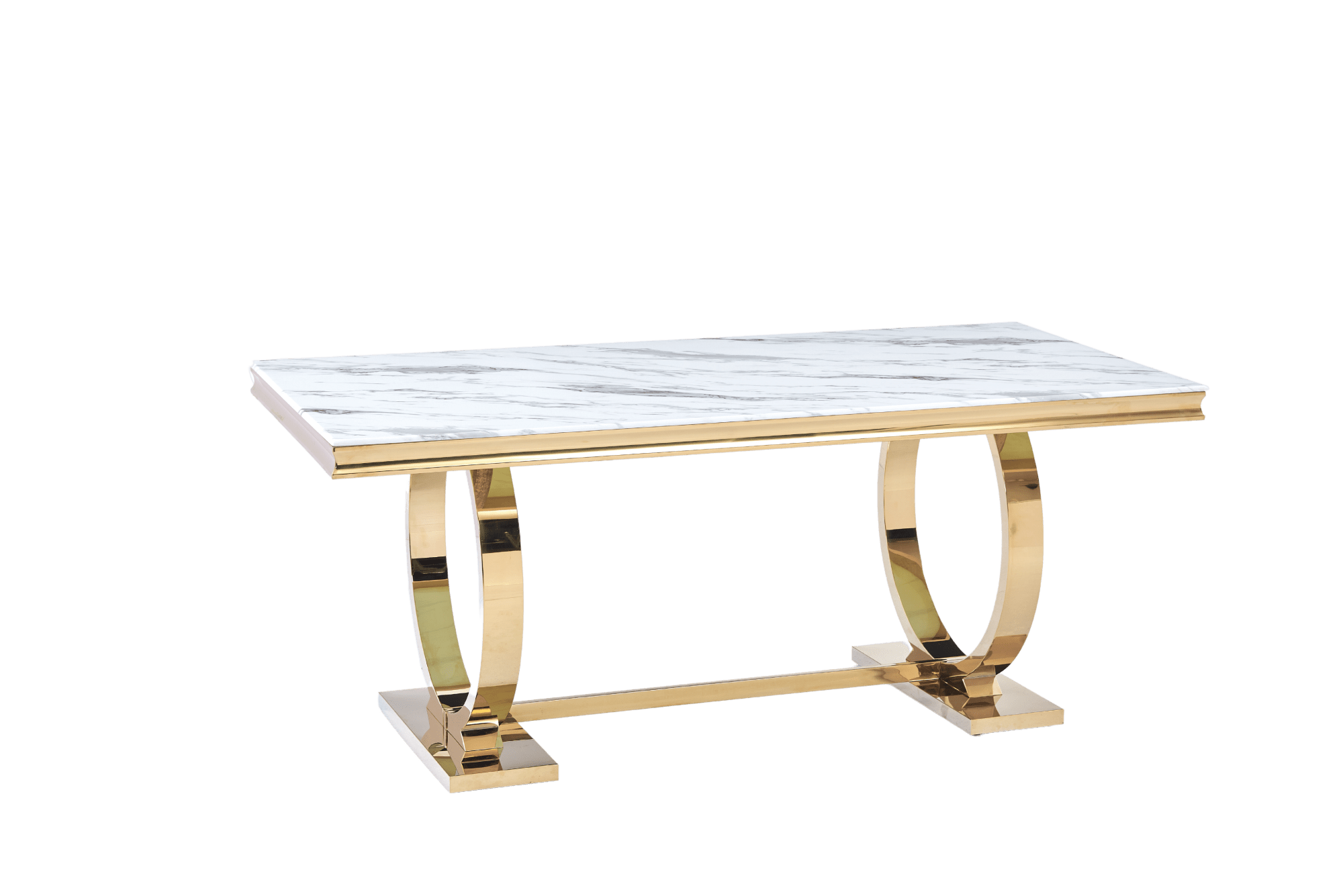 TABLE REPAS OMEGA GOLD MARBRE BLANC 180X90CM