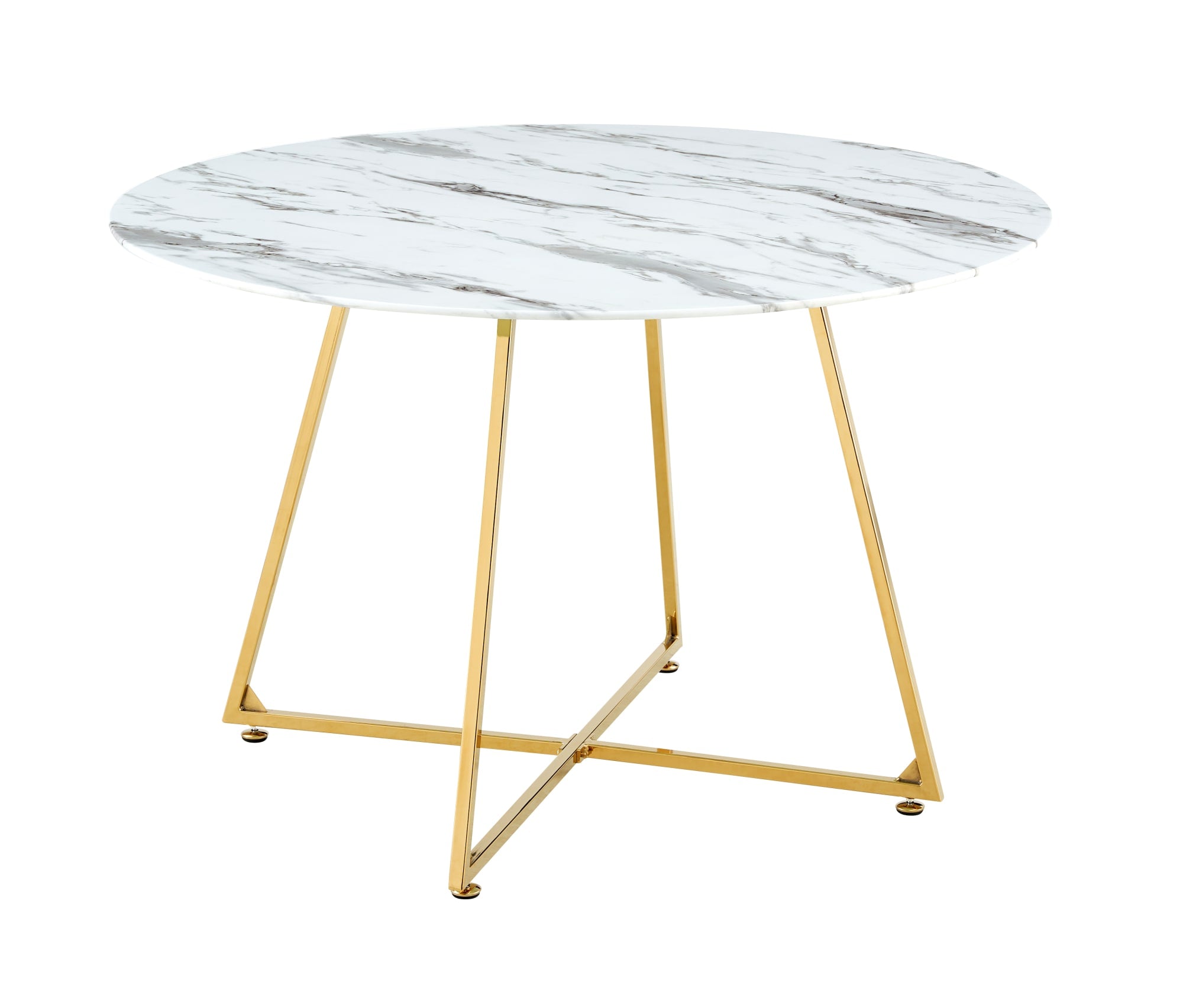 Table à manger ronde 4 personnes HELOISE Gold et plateau en verre D120 cm
