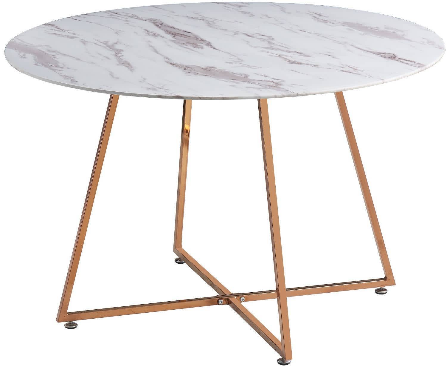 Table à manger ronde 4 personnes HELOISE Gold rose verre trempé D120 cm