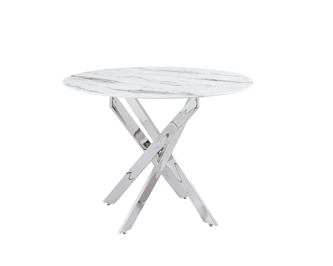 Table à manger ronde JESSICA chrome 100 cm 4 couverts