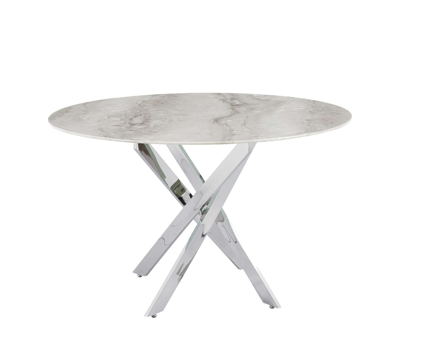 TABLE REPAS JESSICA CHROME MARBRE GREIGE 120x75cm