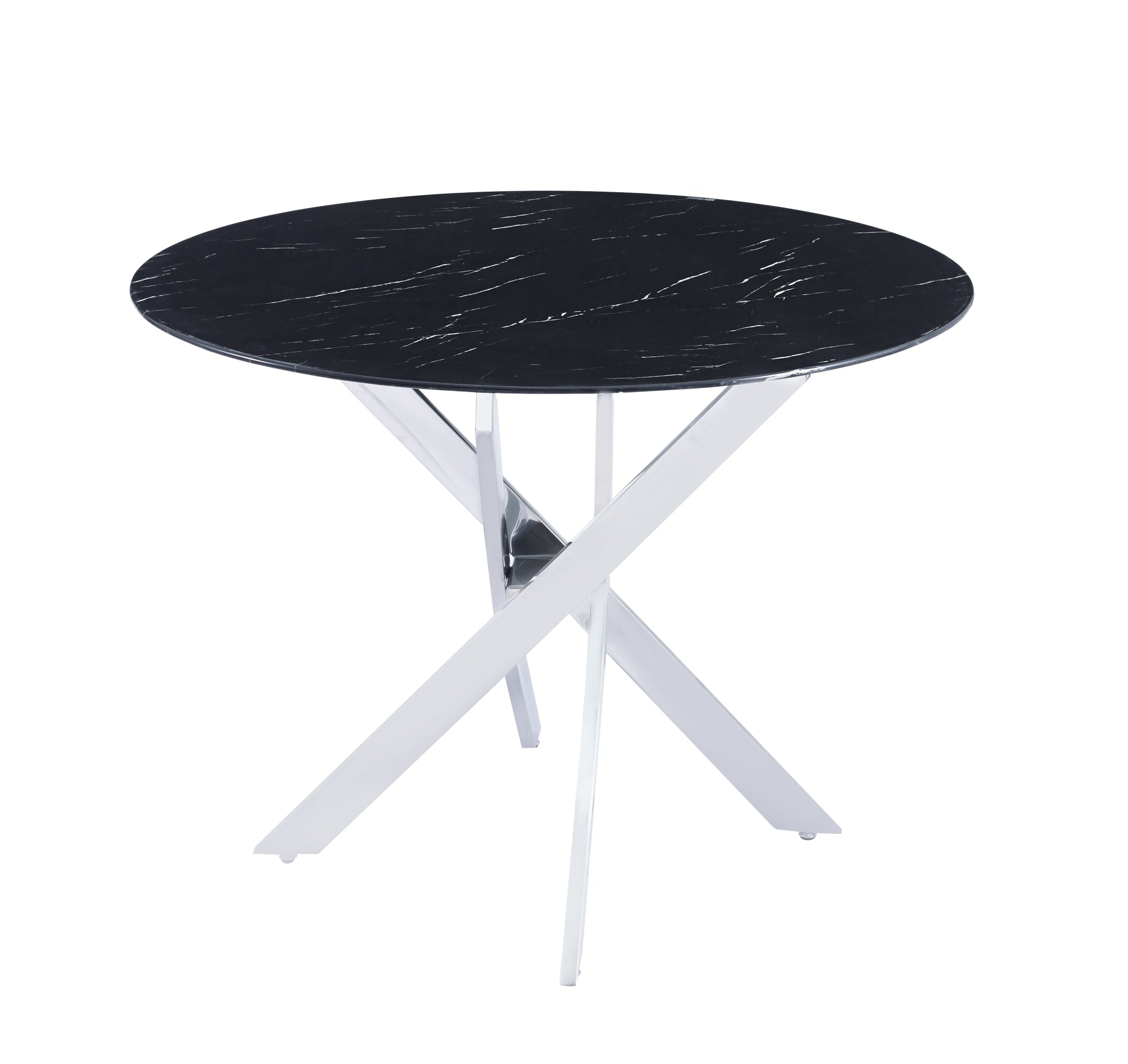 TABLE REPAS JESSICA CHROME MARBRE NOIR 100X75cm