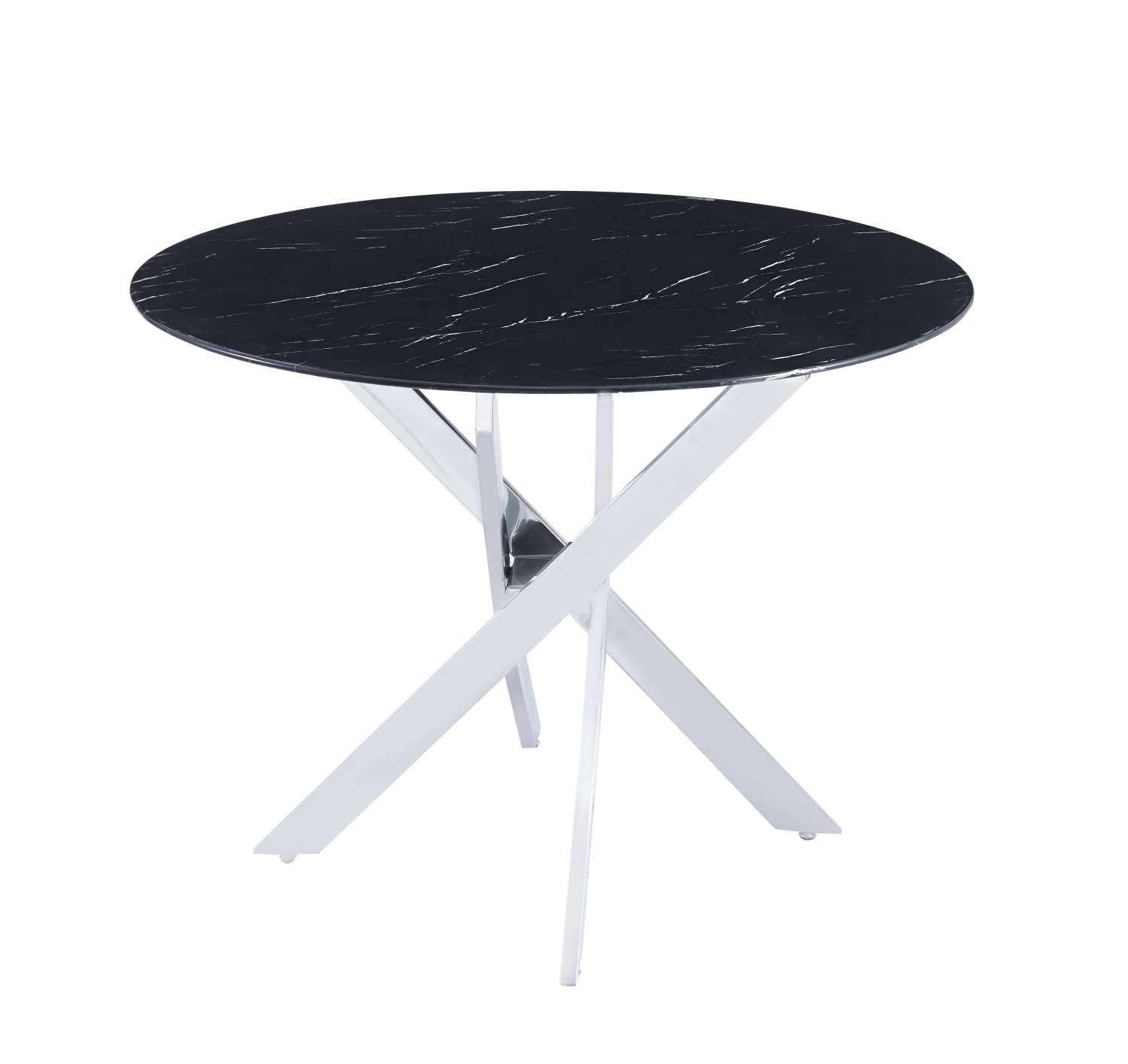 TABLE REPAS JESSICA CHROME MARBRE NOIR 120X75cm