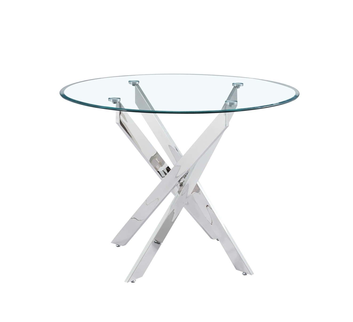 Table à manger ronde JESSICA chrome 100 cm 4 couverts