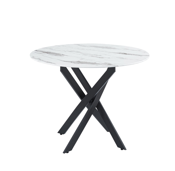 Table à manger ronde JESSICA Métal noir 100 cm 4 couverts