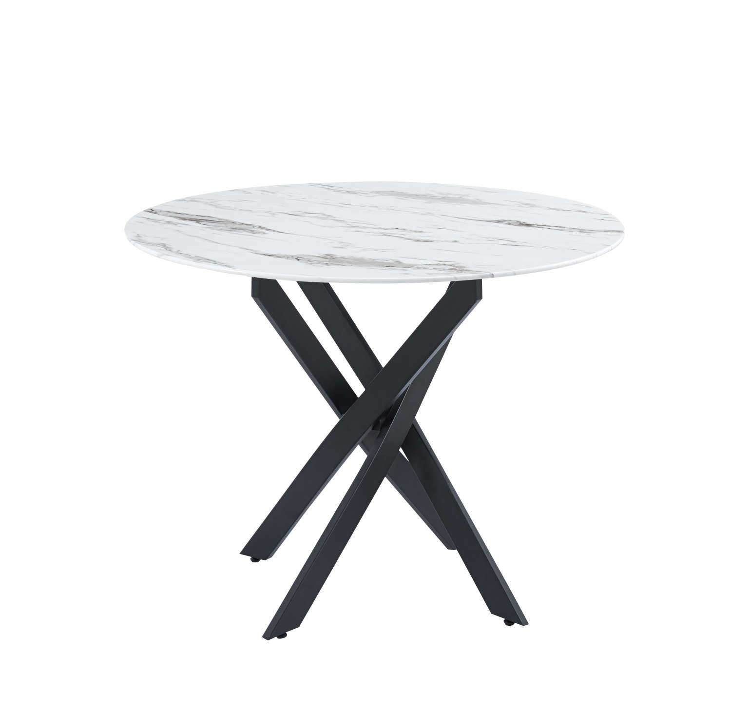 TABLE REPAS JESSICA METAL NOIR MARBRE BLANC 100x75 cm