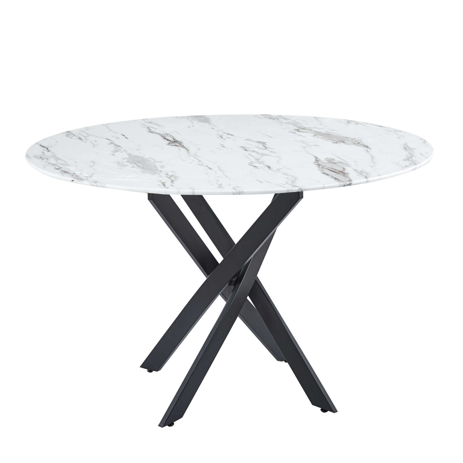 TABLE REPAS JESSICA METAL NOIR MARBRE BLANC 120x75 cm