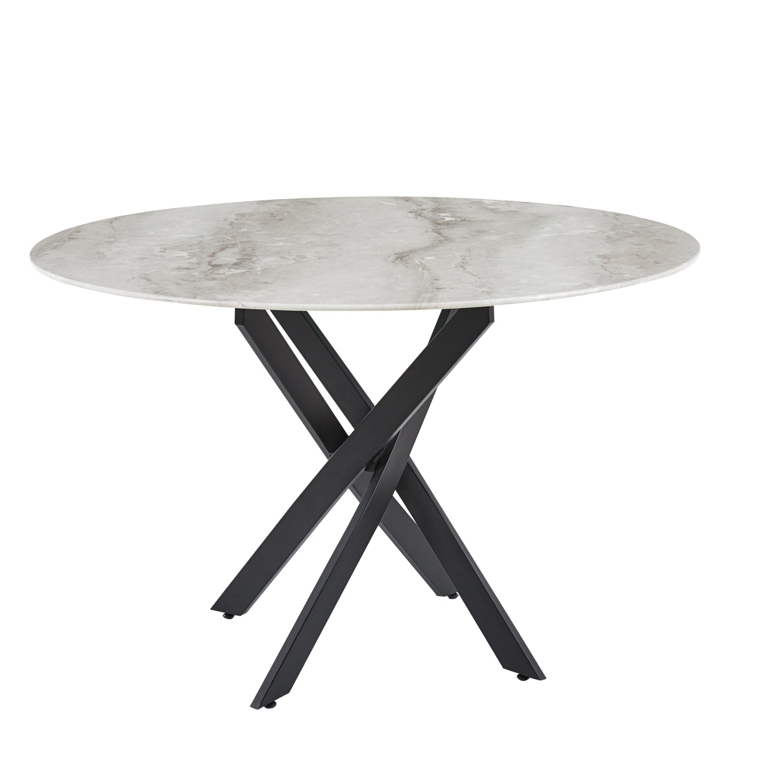 TABLE REPAS JESSICA METAL NOIR MARBRE GREIGE 120x75cm