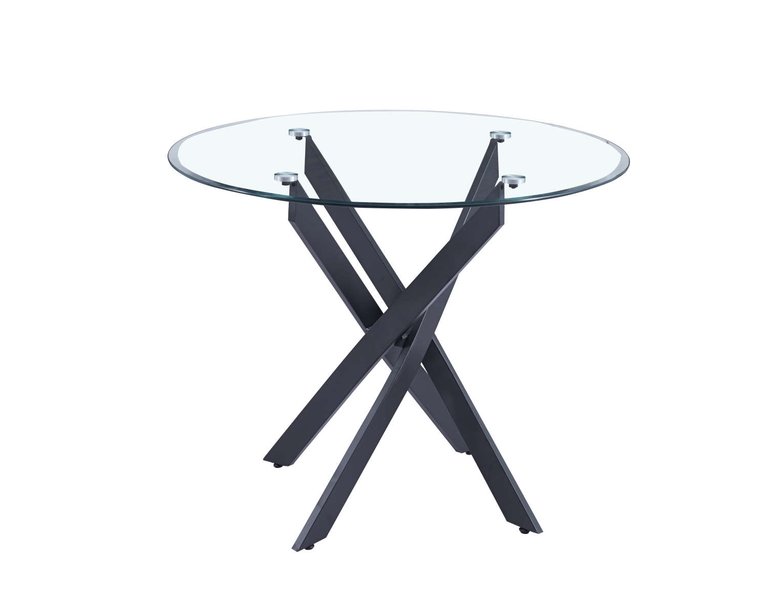 TABLE REPAS JESSICA METAL NOIR PLATEAU TRANSPARENT 100 x 75 cm