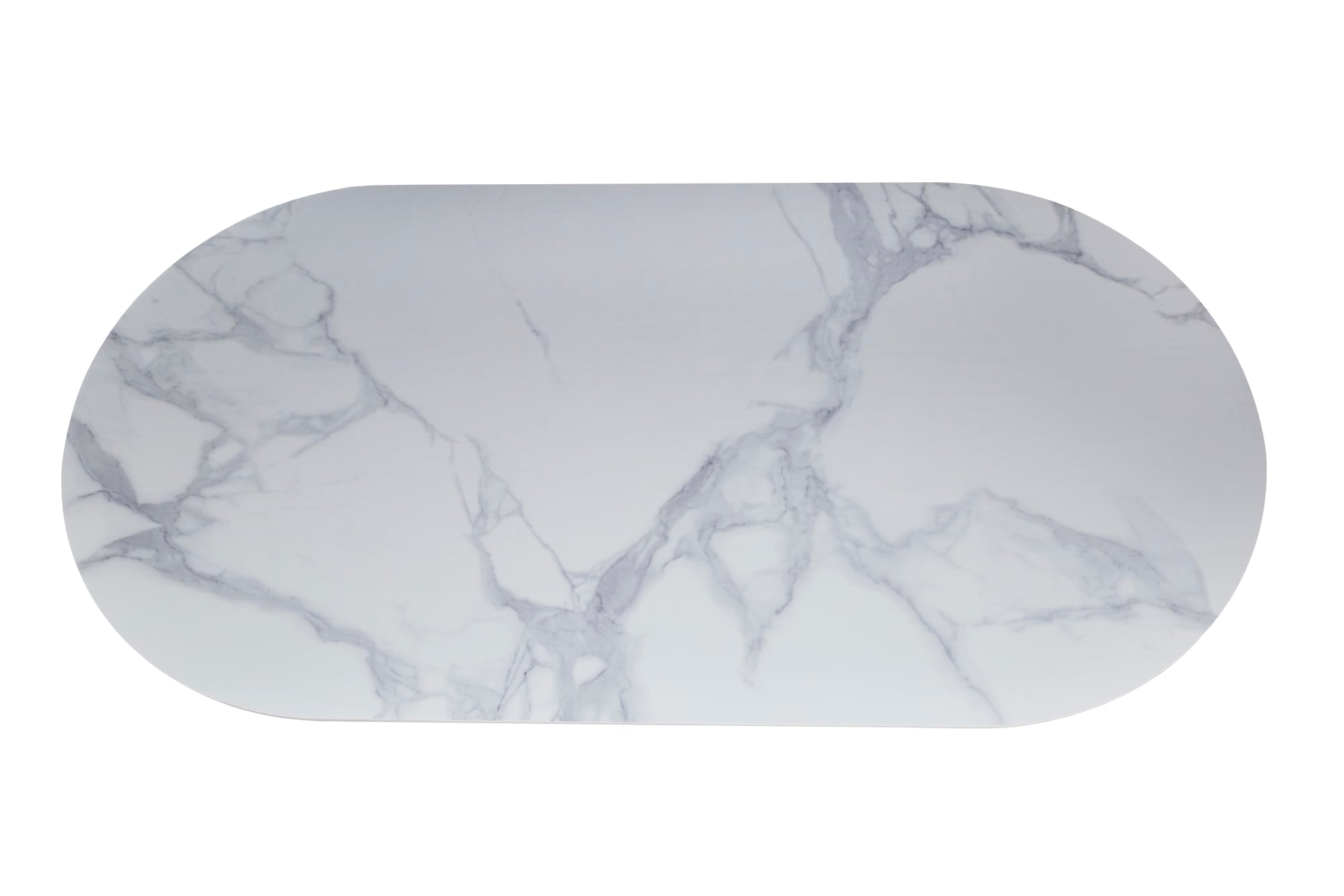 Table à manger ANNA plateau en céramique marbré blanc L 180 cm