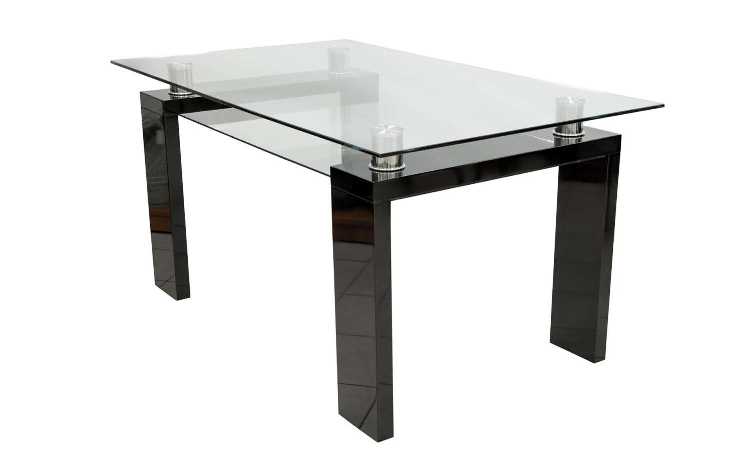 Table à manger en bois GLORIA plateau en verre trempé