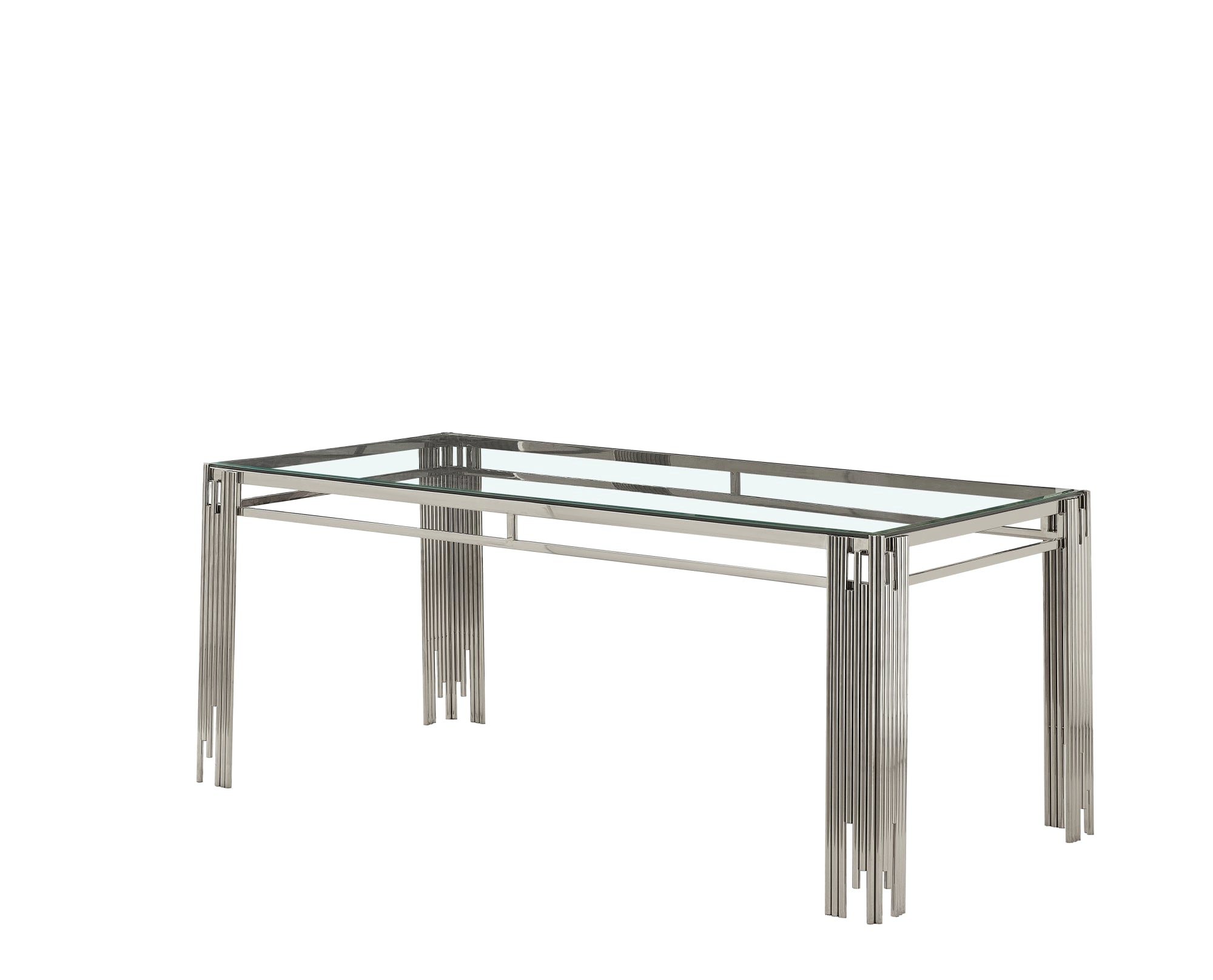 Table à manger XXL FLUTE Chrome Plateau en verre Marbré 180 cm