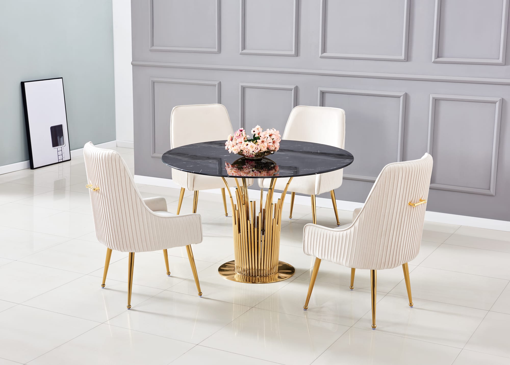 Table à manger ronde FLUTE Gold