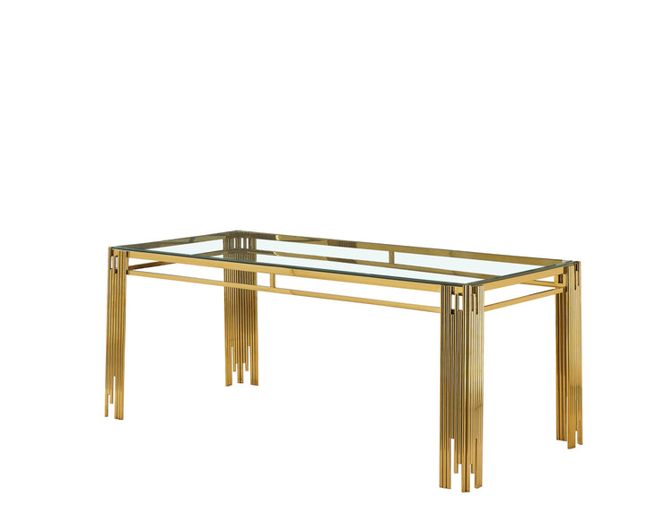 Table à manger FLUTE Gold Plateau en verre