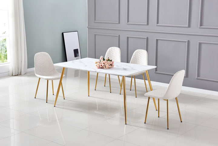 Table à manger AGNES bois effet marbré 150x90 cm