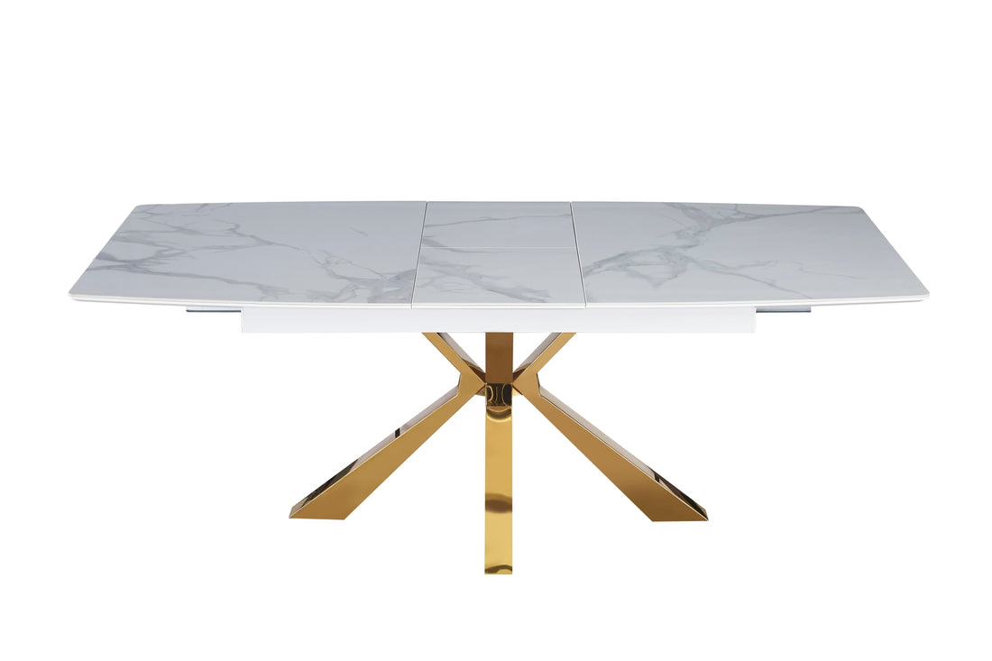 Table extensible BIANCA Gold plateau Céramique