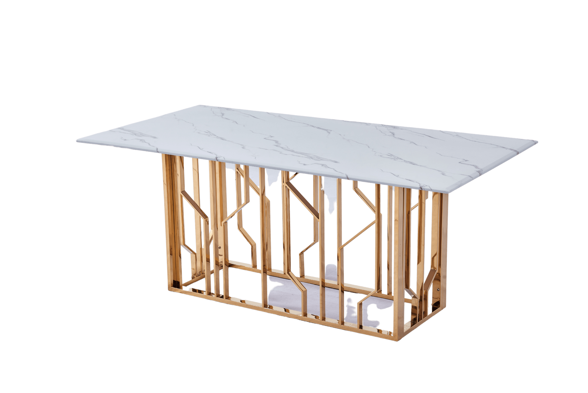 TABLE REPAS PORTOFINO GOLD MARBRE BLANC 180 x 90 CM