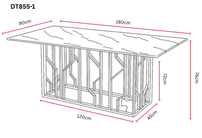 TABLE REPAS PORTOFINO GOLD MARBRE BLANC 180 x 90 CM